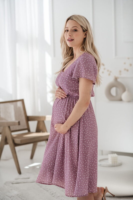 Těhotenské, kojící šaty Lovely Midi Dress Lilac SS